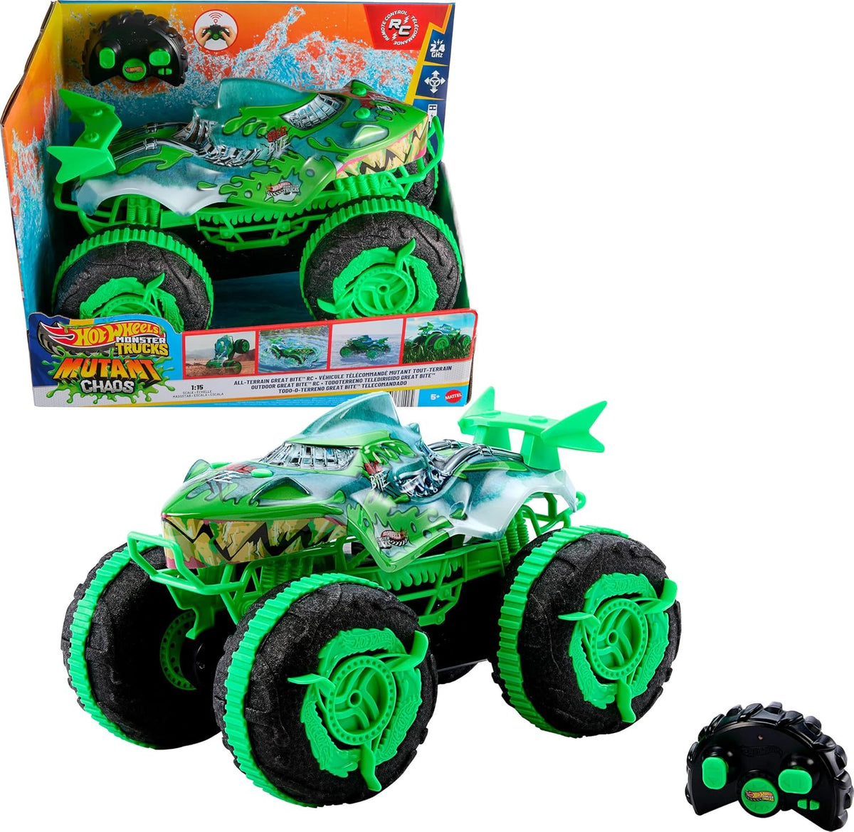 Hot Wheels Monster Trucks Todo Terreno Gran Mordida RC | Juguete de...