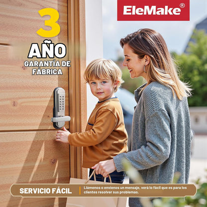 Elemake Cerradura de puerta sin llave para zurdos, cerradura de pue...
