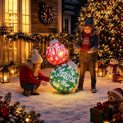 Adornos de bolas de Navidad grandes 3D iluminadas con temporizador...