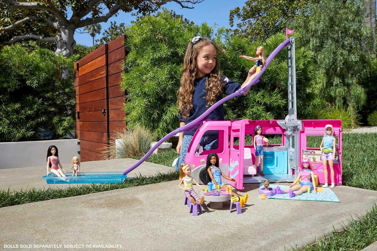 Barbie DreamCamper Playset y accesorios de camping | Incluye tobogá...