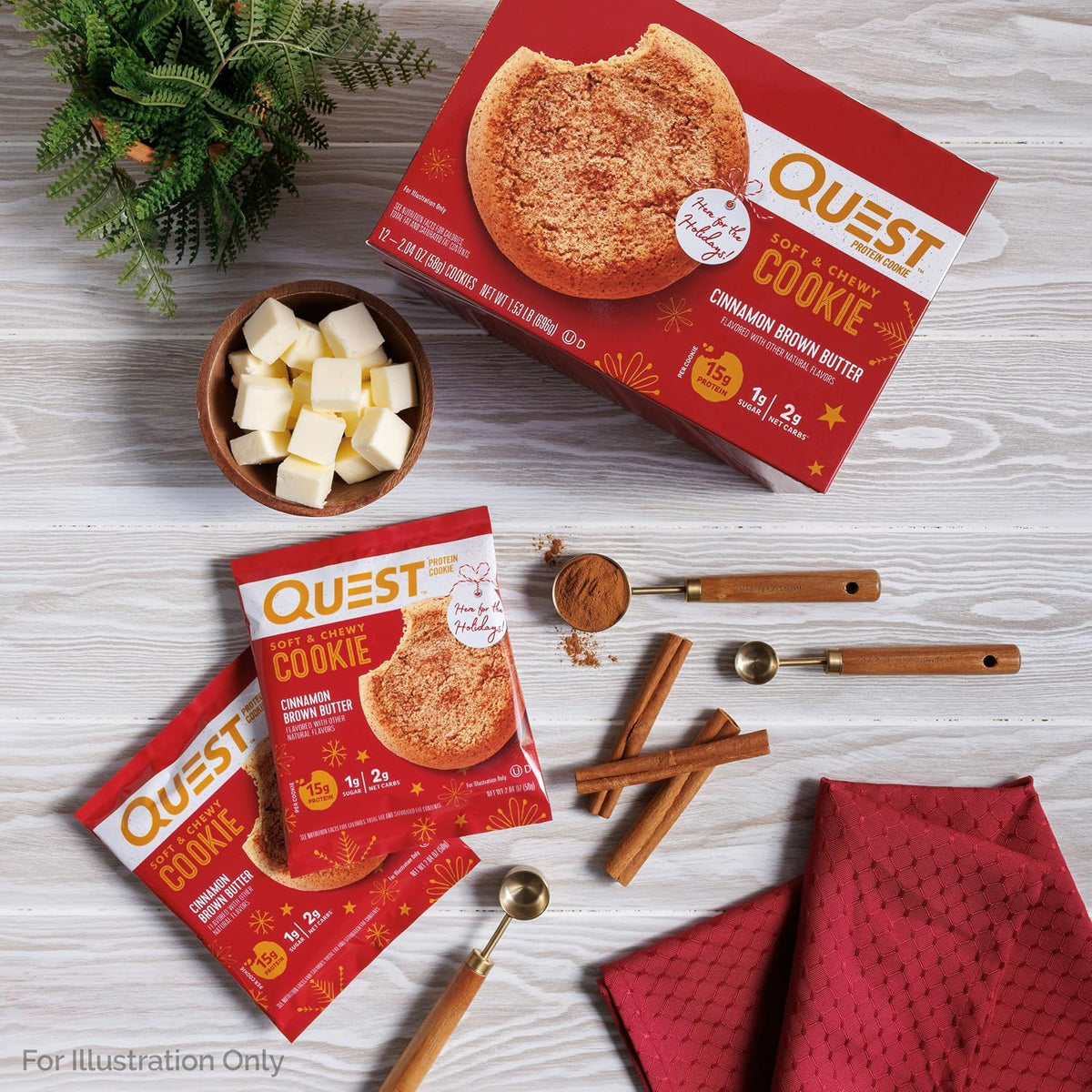 Quest Nutrition Galletas de proteína de mantequilla marrón canela |...