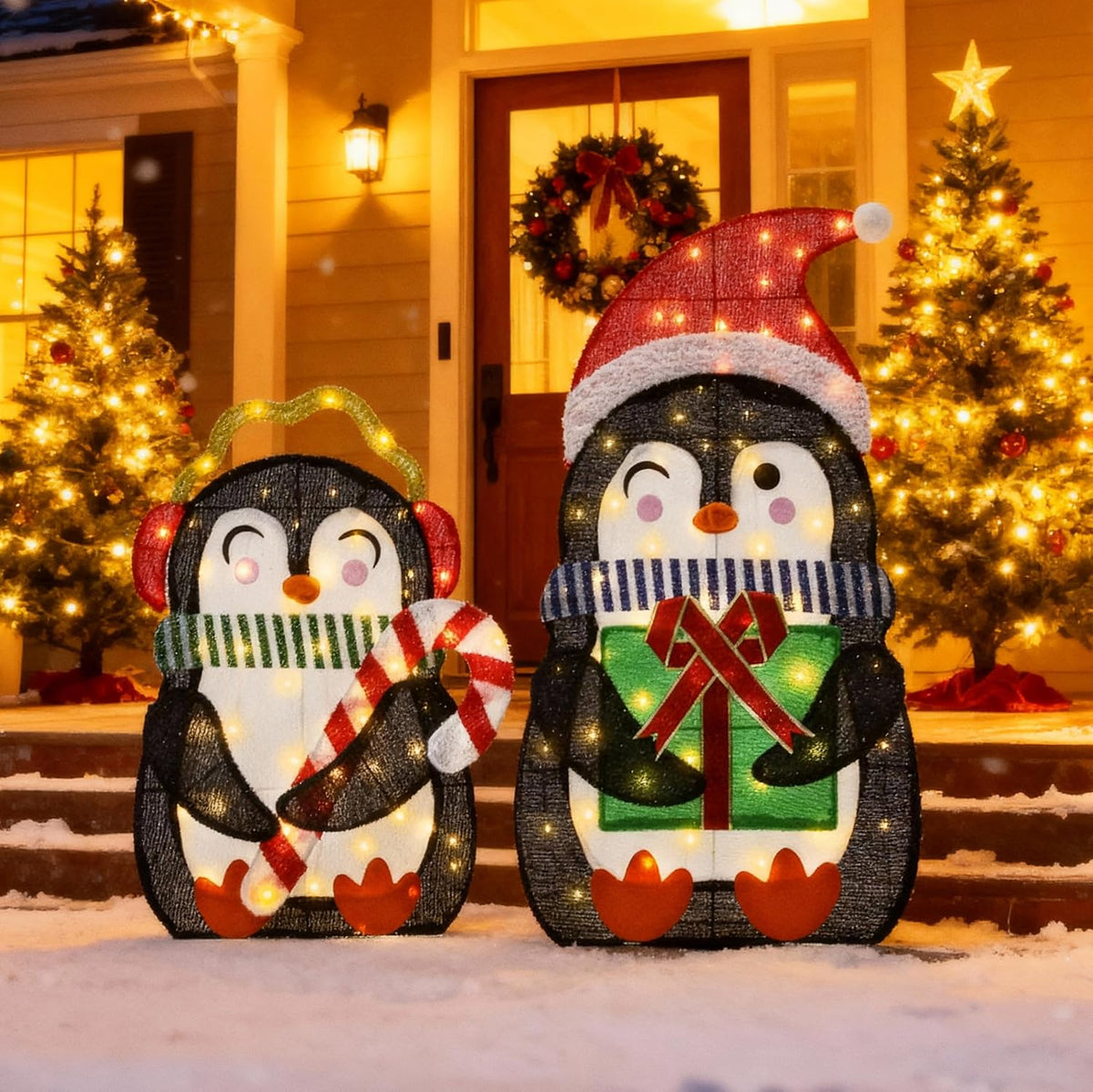 Ultym Pingüinos iluminados de 35 pulgadas para decoración de patio...