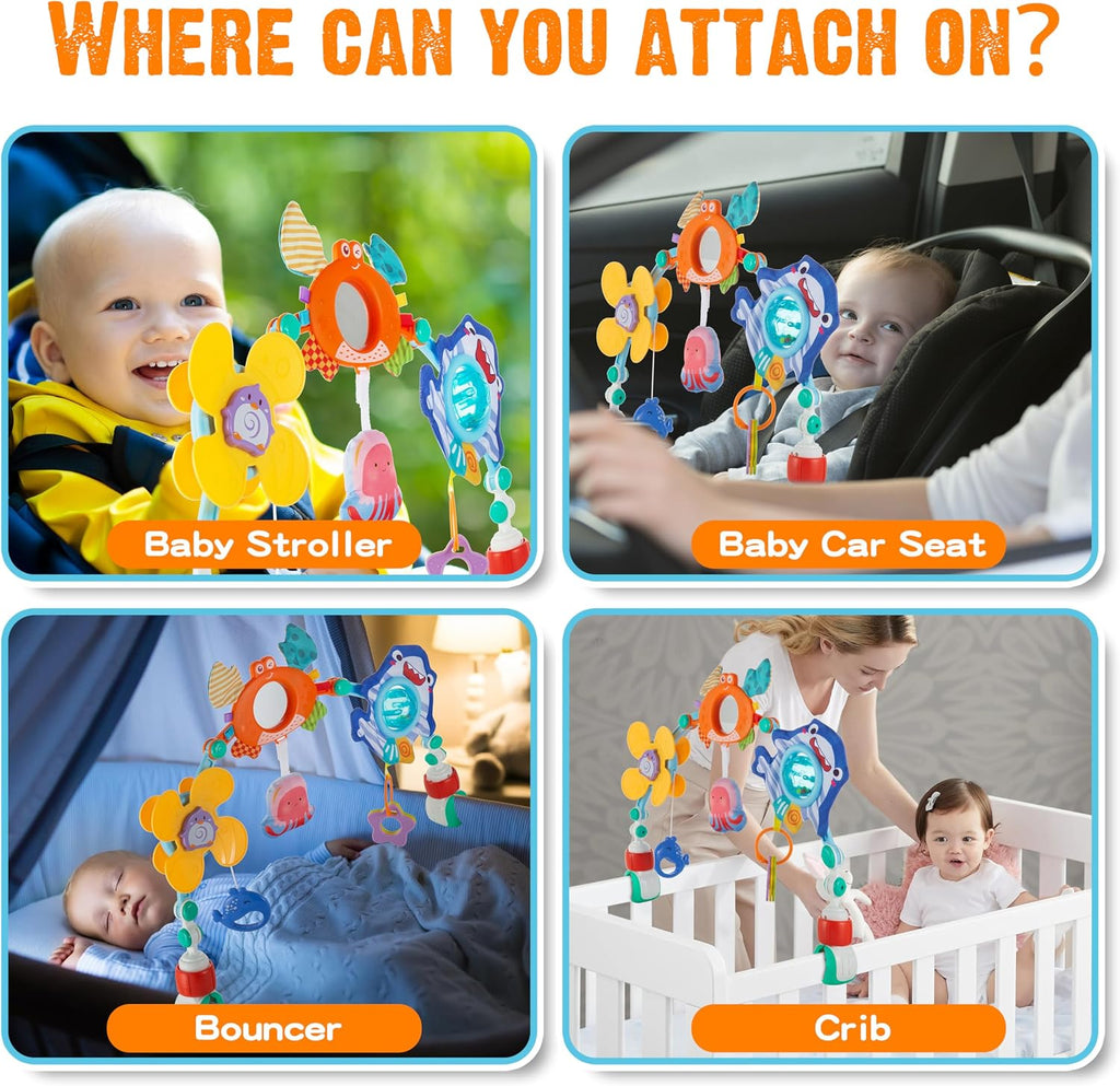 Juguetes de arco para cochecito de bebé, juguetes para asiento de c...