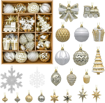 Alupssuc - Juego de 82 bolas de Navidad clásicas, color blanco y do...