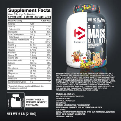Dymatize Super Mass Gainer Proteína en Polvo, 1290 Calorías y 52g d...