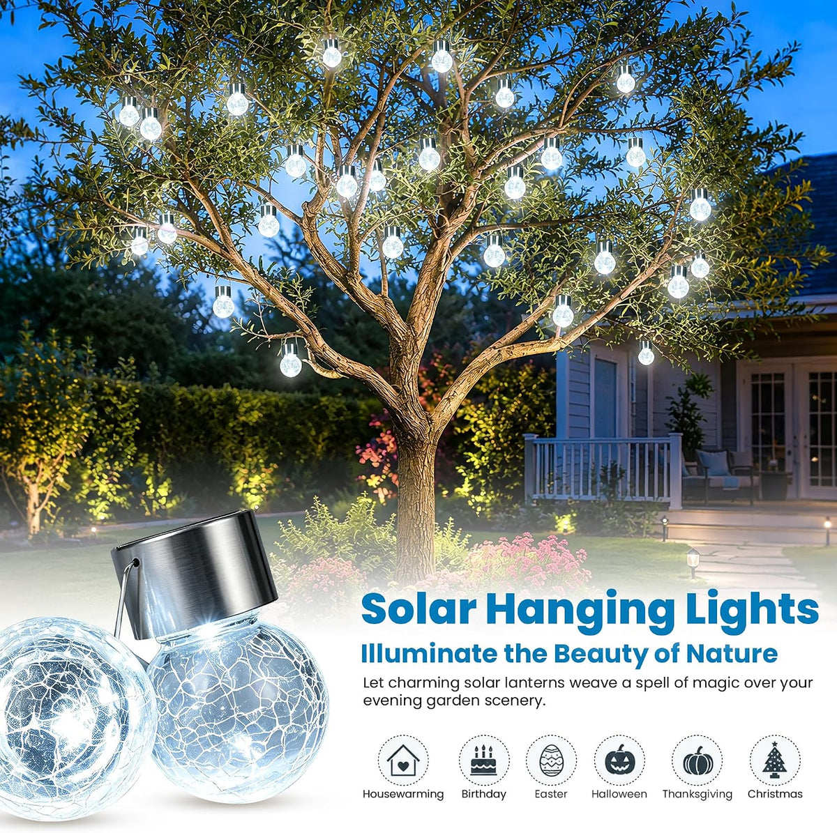 SOLPEX Luces solares colgantes para jardín exterior faroles colgant...