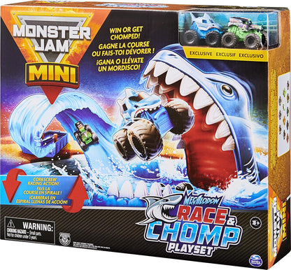 Monster Jam, Mini Megalodon Race and Chomp - Juego con 2 mini camio...