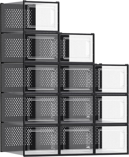SONGMICS Cajas de zapatos, caja de plástico transparente, paquete d...
