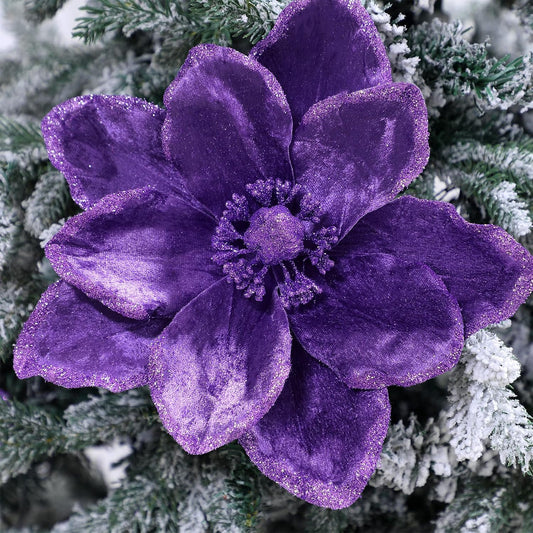 Thiccywoov 8 piezas de flores grandes de Navidad de magnolia, decor...
