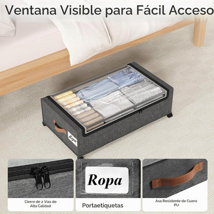 Yecaye Contenedores de almacenamiento debajo de la cama, 82 L, se a...