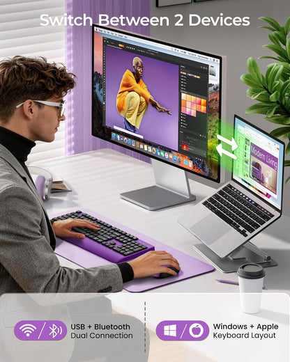 seenda COE200 Combo de teclado y mouse Bluetooth inalámbricos con |...