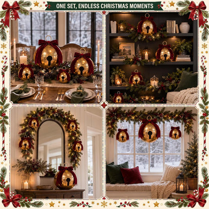 7 bolas inflables de Navidad con lazos de terciopelo, cascabeles gi...
