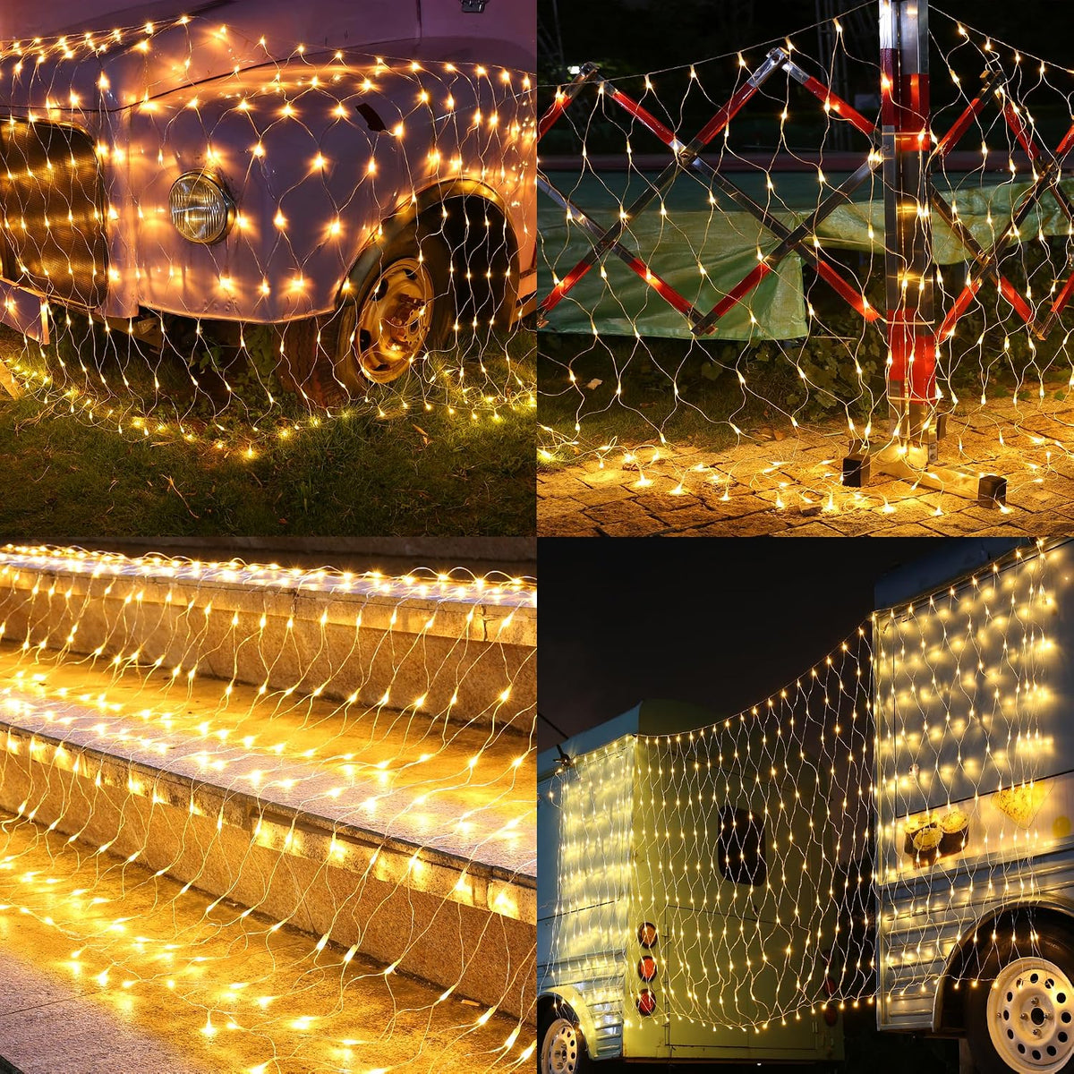 Joomer Paquete de 2 luces de red de Navidad de 12 pies x 5 pies, lu...