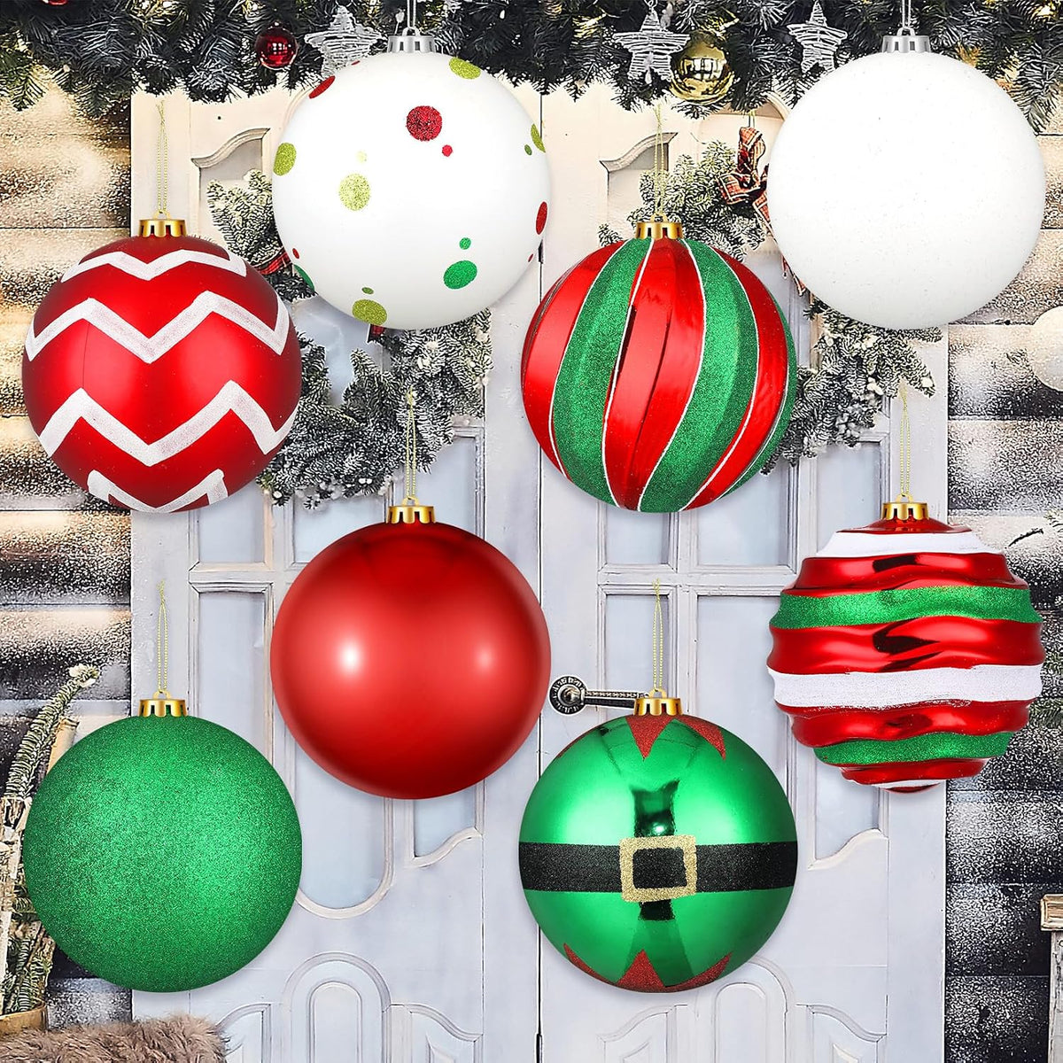 Wettarn Juego de 8 adornos navideños grandes de bolas de 6 pulgadas...