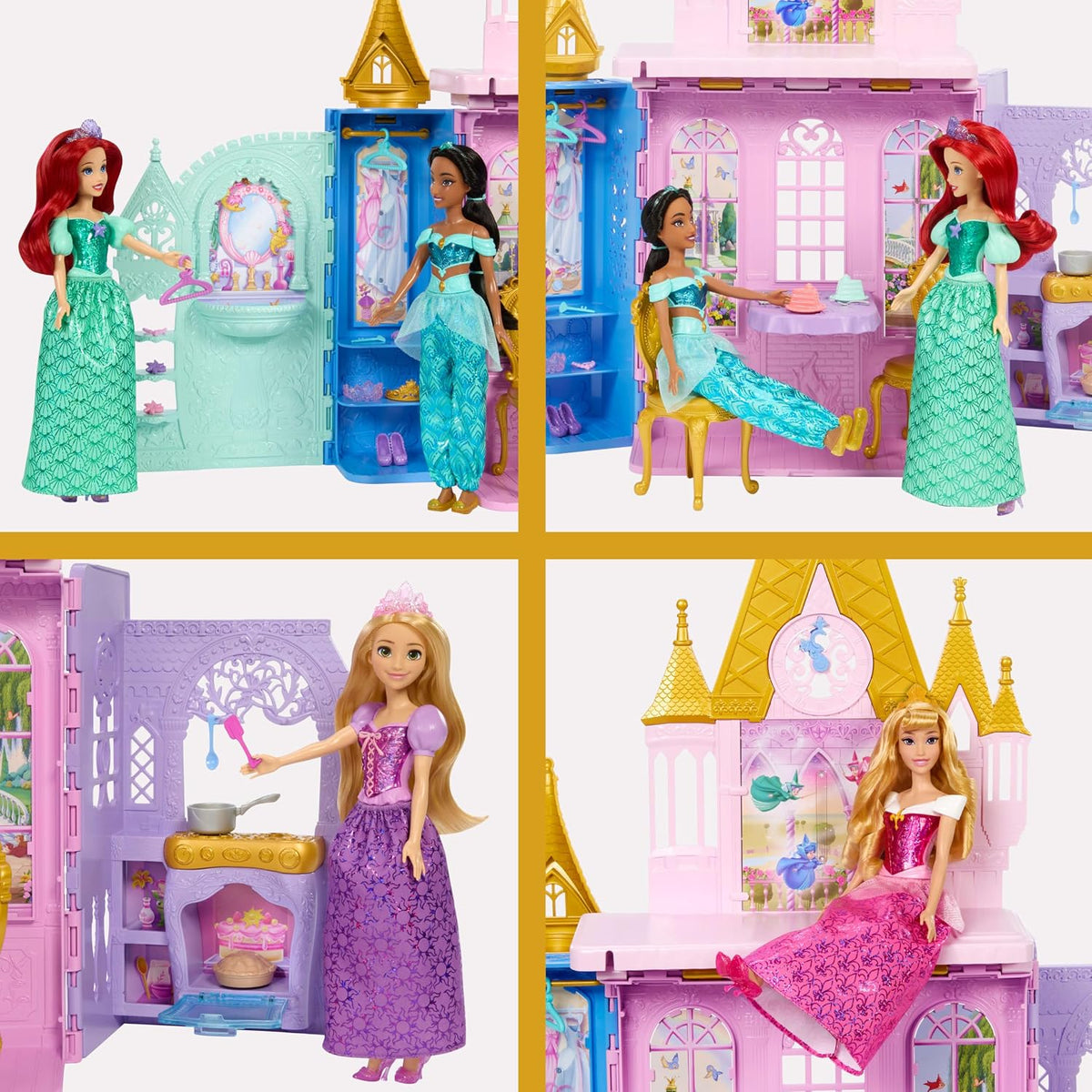 Juego portátil de castillo de princesa Disney de Mattel para cerrar...