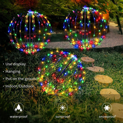 Paquete de 3 bolas de luz de Navidad, decoración de esfera plegable...
