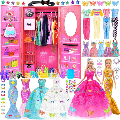 iBayda Juego de 139 piezas de muñeca y armario de moda de 11.5 pulg...