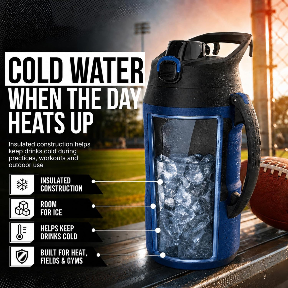 Under Armour Botella de agua aislada con asa y gancho para cerca, j...