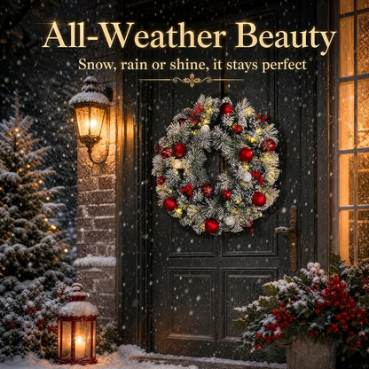 Aptliton Corona de Navidad artificial preiluminada de 24 pulgadas p...