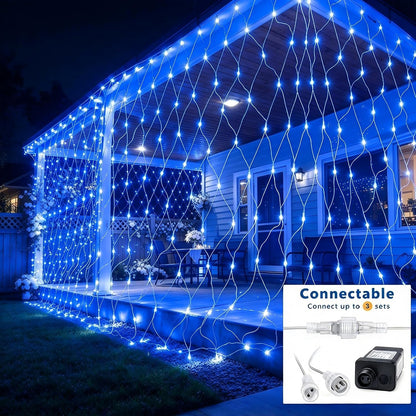 Joomer Luces de red de Navidad de 12 pies x 5 pies, luces de malla...
