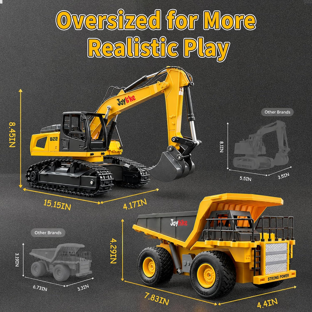 Joylike Juego de excavadora y camión volquete RC, vehículo de const...