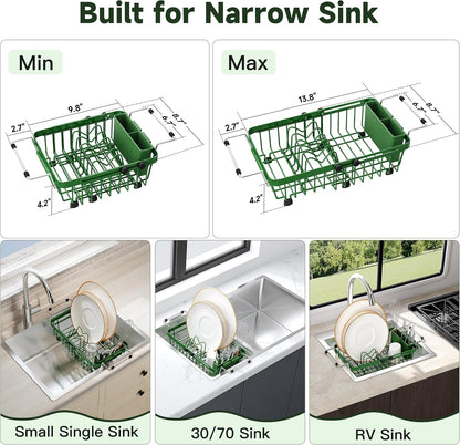 JASIWAY Mini escurridor de platos verde sobre el fregadero para apa...