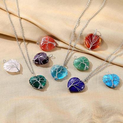 Bestyle Collar de cristal curativo envuelto en árbol de la vida, co...