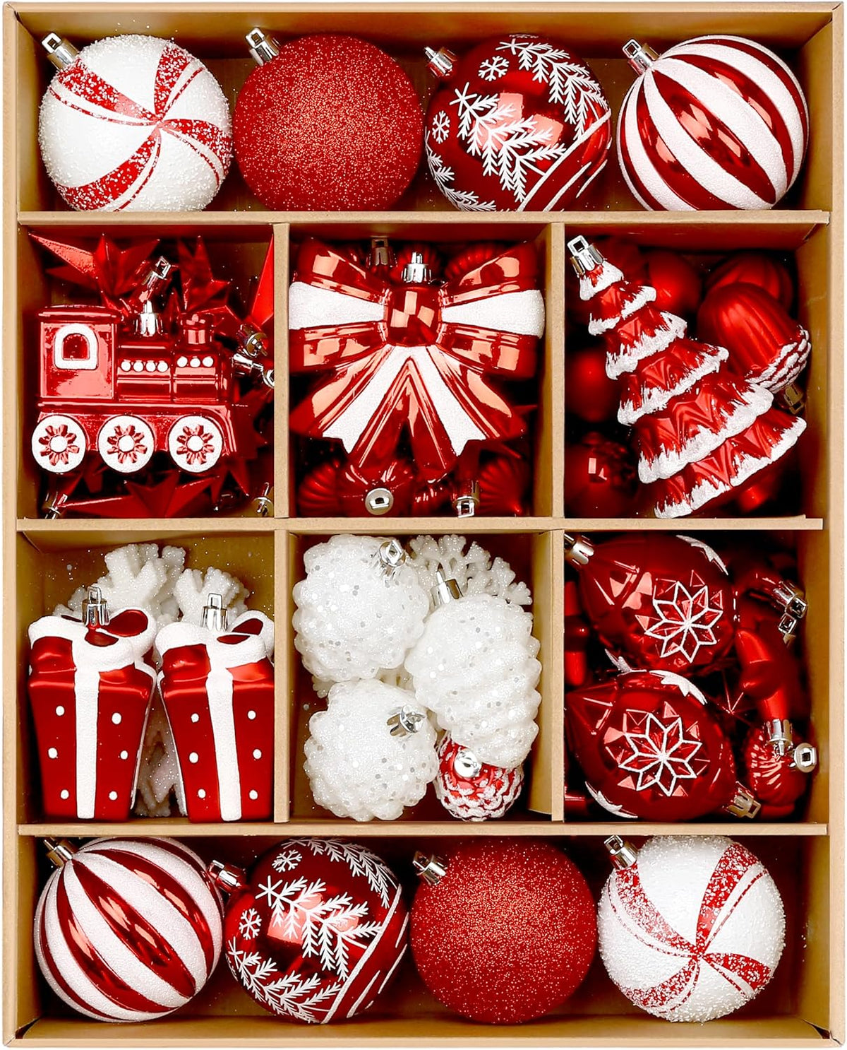 Alupssuc - Juego de 82 bolas de Navidad clásicas, color rojo y blan...