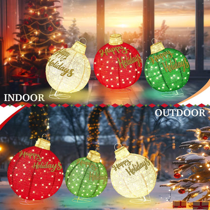 3 piezas de juego de adornos navideños iluminados de 3 pies, expand...