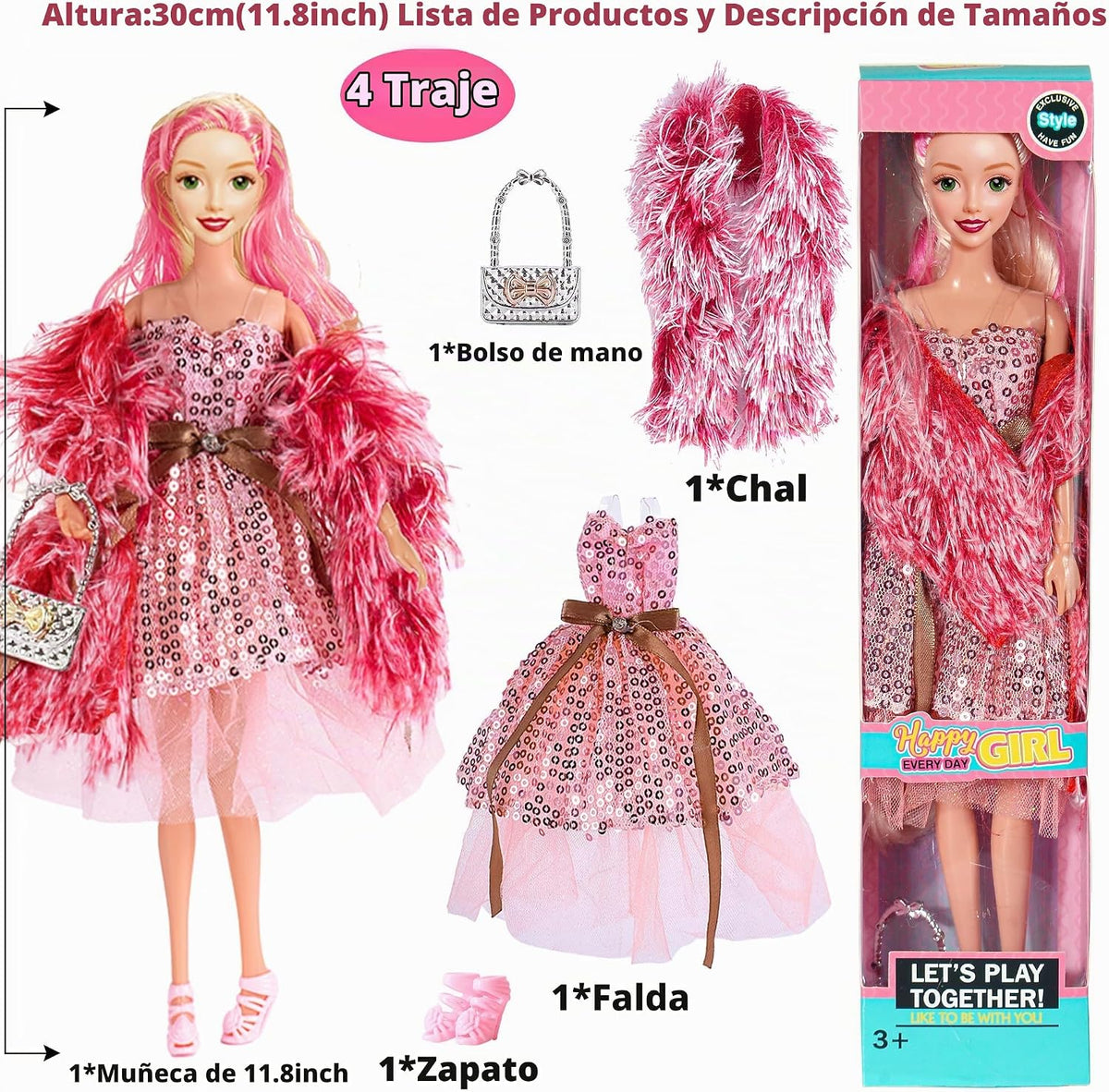 iBayda - Juego de 6 muñecas American Toy Prinecess de 11,5 pulgadas...
