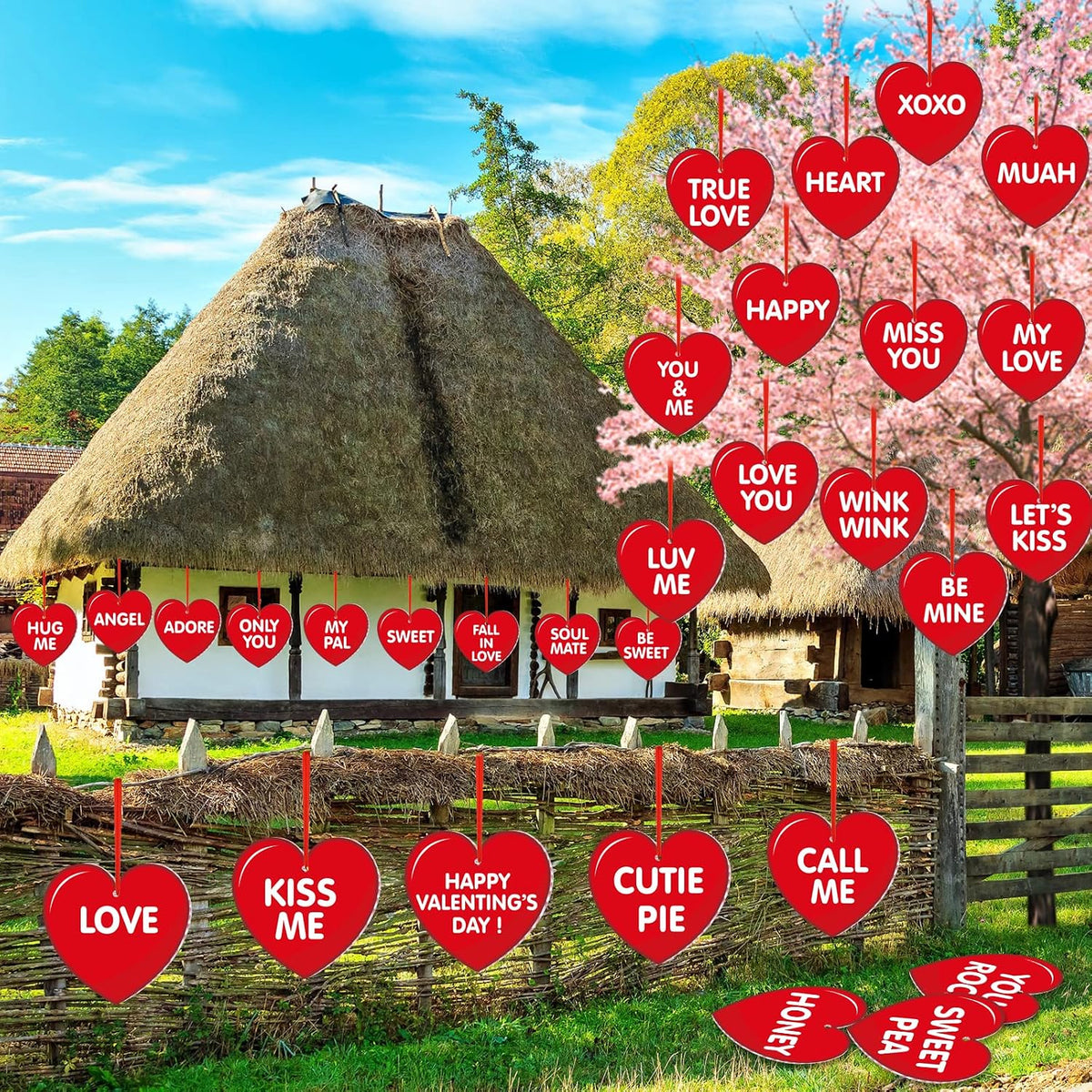 Rtteri 30 adornos de corazón colgantes para el día de San Valentín...