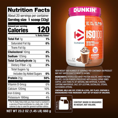 Dymatize Polvo de proteína ISO100+Energía, 100% aislado de suero de...