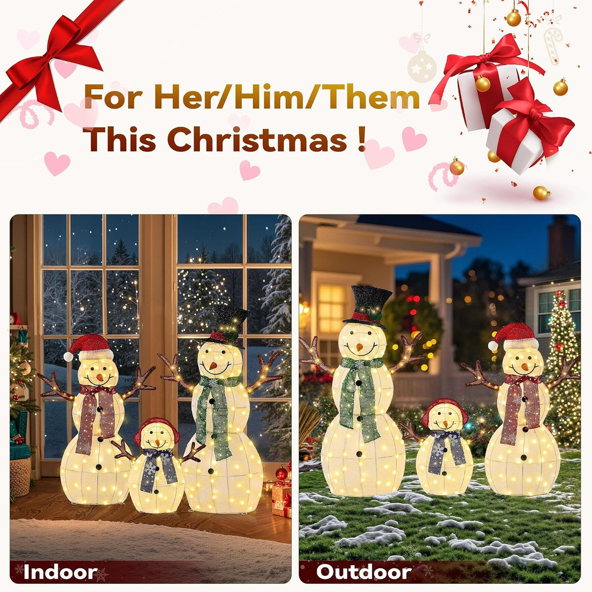 Muñeco de nieve de 43 pulgadas iluminado para decoraciones navideña...