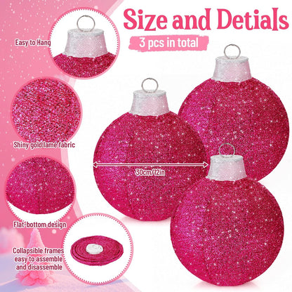 3 bolas de Navidad grandes de 12 pulgadas, adornos emergentes, purp...