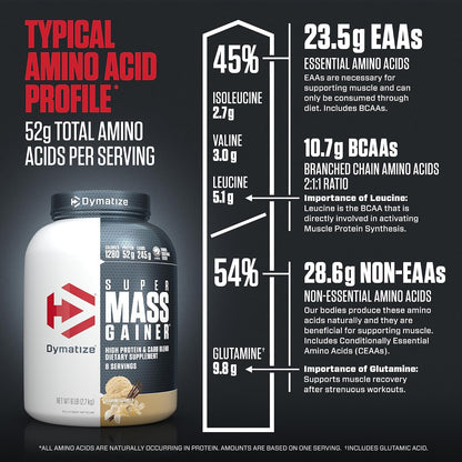 Dymatize Super Mass Gainer Polvo de Proteína, Vainilla Gourmet, 52g...
