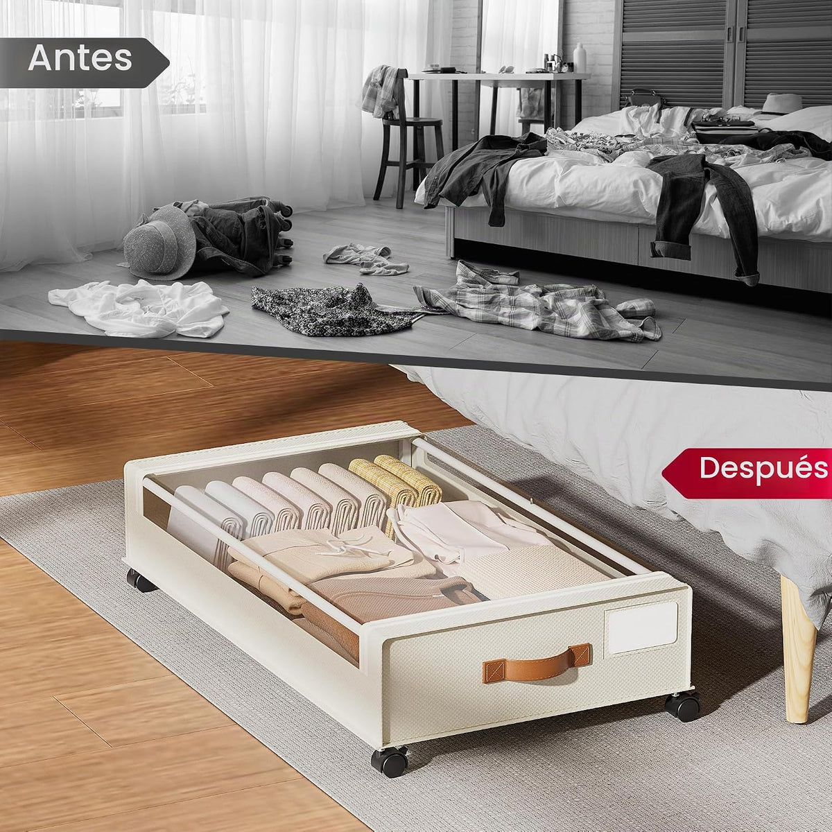 Yecaye Contenedores de almacenamiento debajo de la cama de 60 litro...