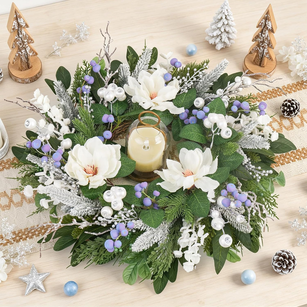 Coronas de invierno para puerta delantera, corona de Navidad e invi...