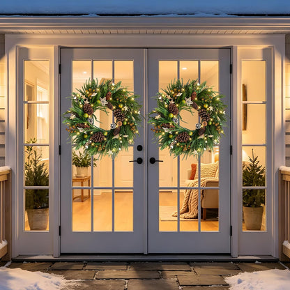Corona de Navidad de 24 pulgadas con luces, coronas de Navidad | No...