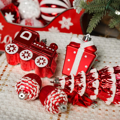 Alupssuc - Juego de 82 bolas de Navidad clásicas, color rojo y blan...