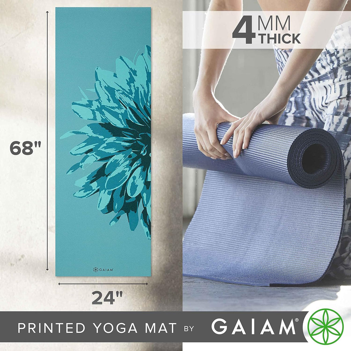 Gaiam - Tapete de yoga con estampado, antideslizante para ejercicio...