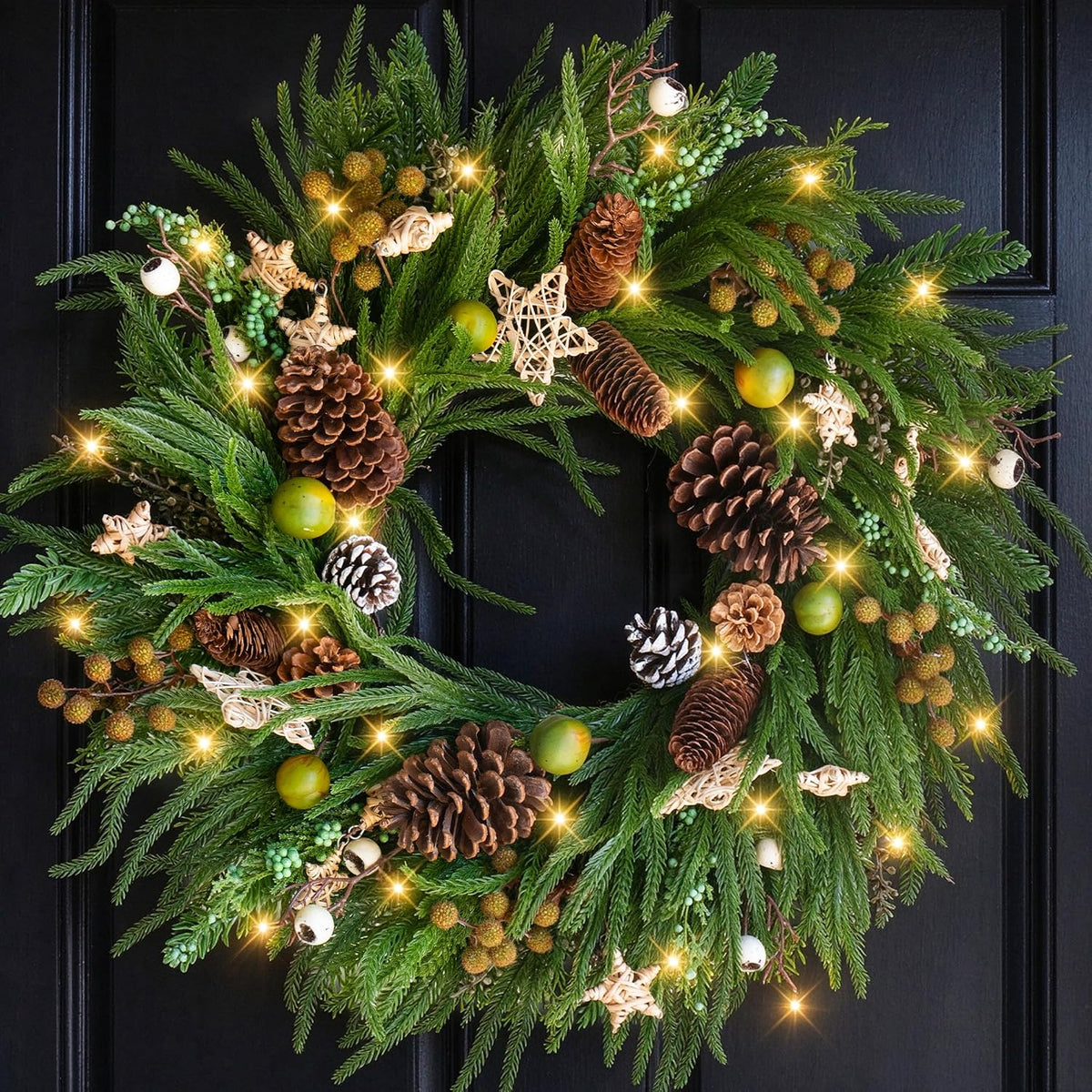 Corona de Navidad de 24 pulgadas con luces, coronas de Navidad | No...
