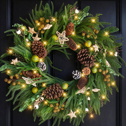 Corona de Navidad de 24 pulgadas con luces, coronas de Navidad | No...