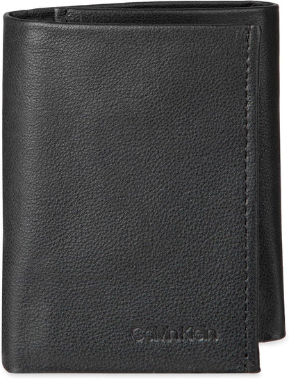 Cartera trifold de cuero con bloqueo RFID para hombre de Calvin Klein