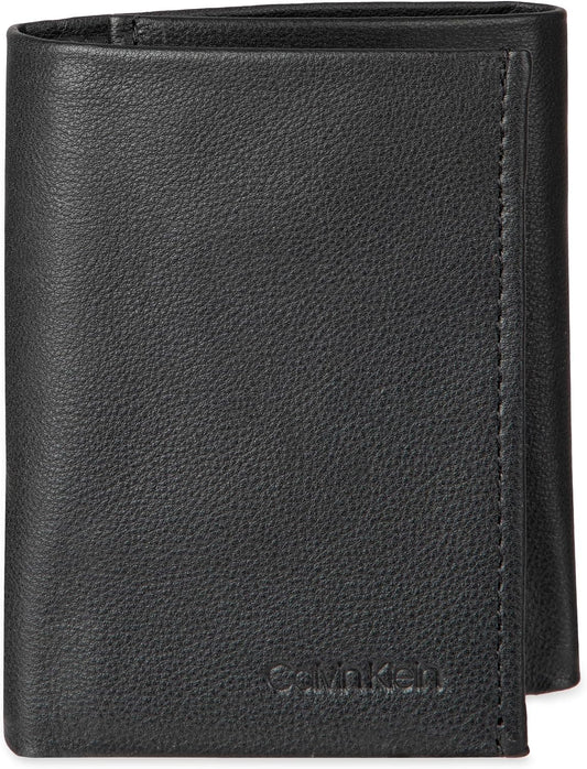 Cartera trifold de cuero con bloqueo RFID para hombre de Calvin Klein