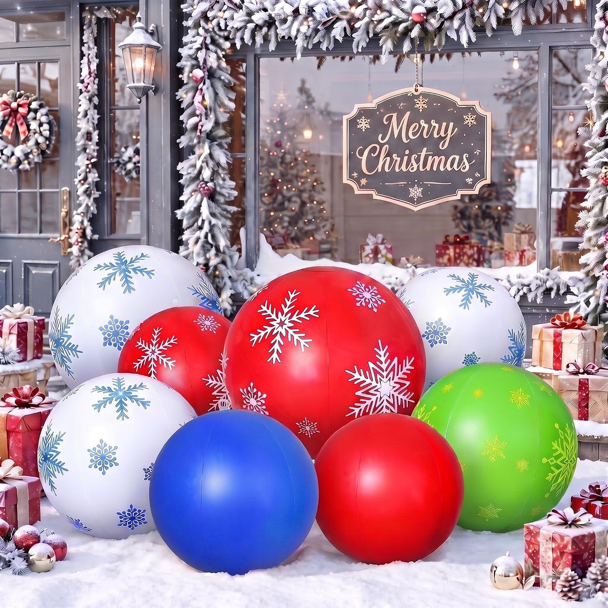 Jetec - 12 bolas inflables gigantes de Navidad para exteriores, 12...