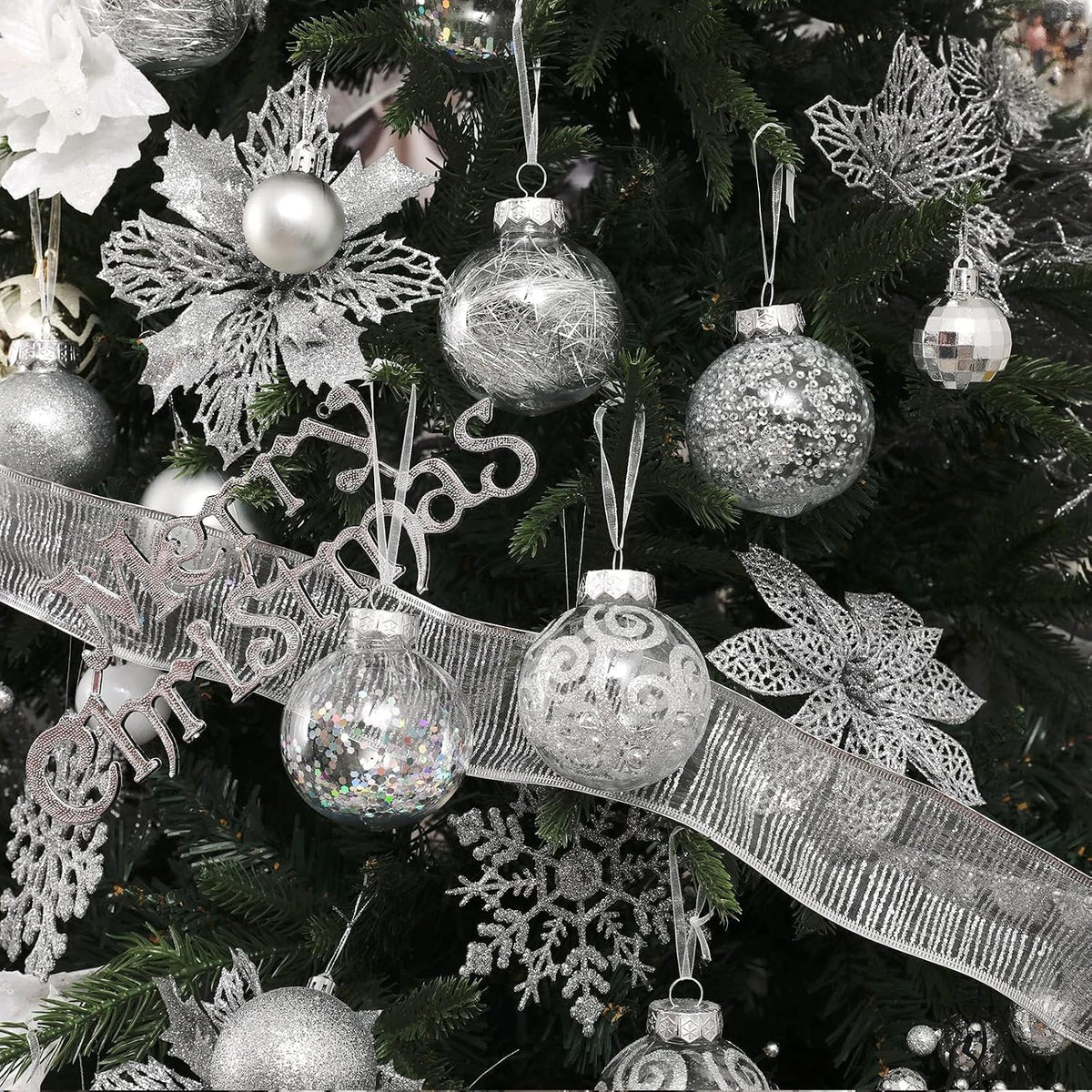Wironlst - Adornos de bolas de Navidad de plástico transparente ina...