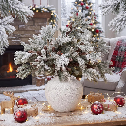 Wavwavw 6 ramas de pino de cedro artificial de Navidad flocadas, 25...