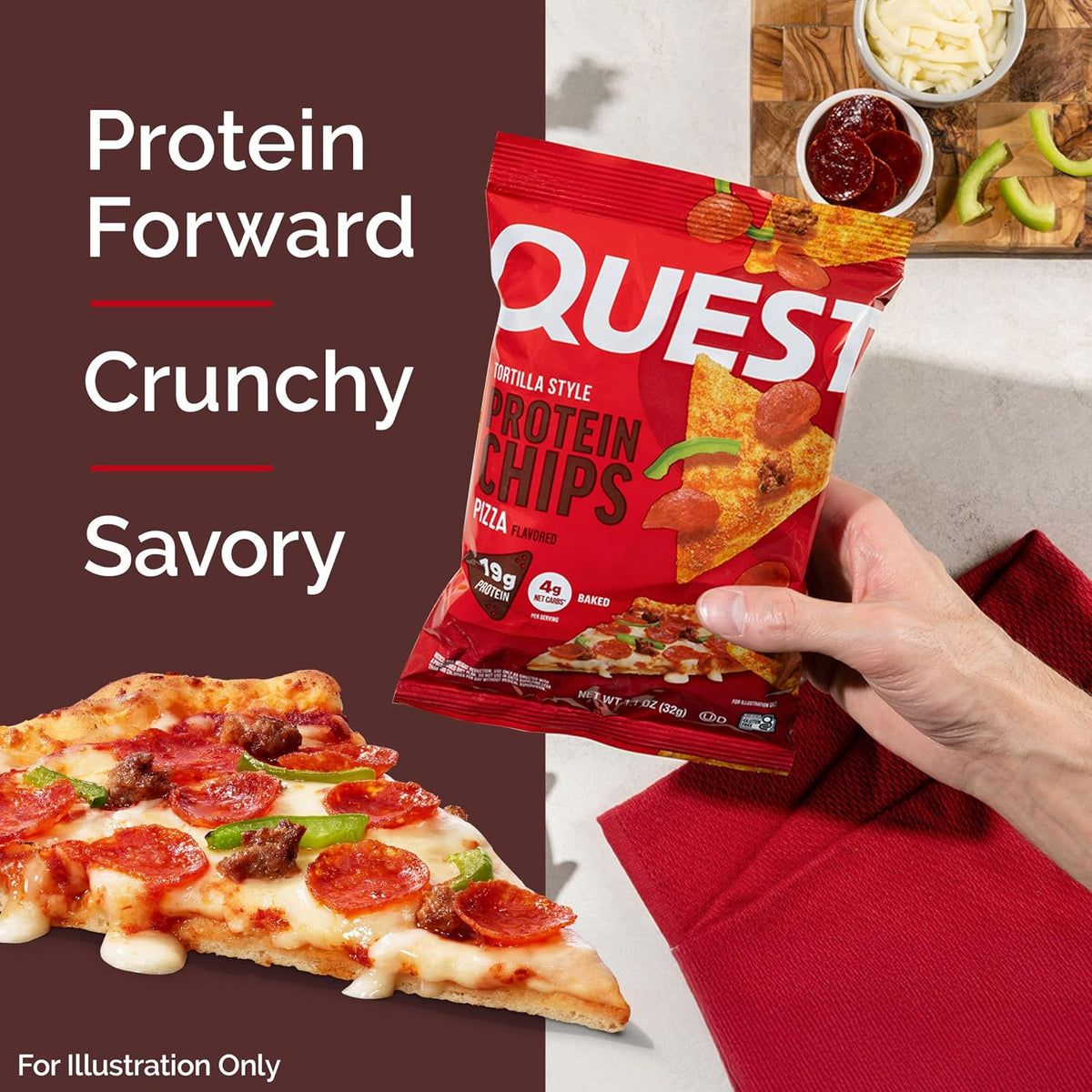 Quest Nutrition Pizza Tortilla Style Protein Chips, 0.74 oz de prot...