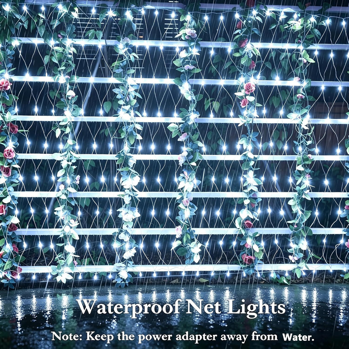 Joomer Luces de red de Navidad de 12 pies x 5 pies, luces de malla...