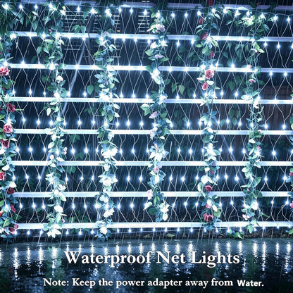 Joomer Luces de red de Navidad de 12 pies x 5 pies, luces de malla...